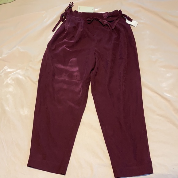 JOIE Telia Deep Wine Paperbag Tie Waist Pants - Picture 8 of 12